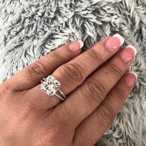 QVC diamonique trillion cut cushion cut ring.